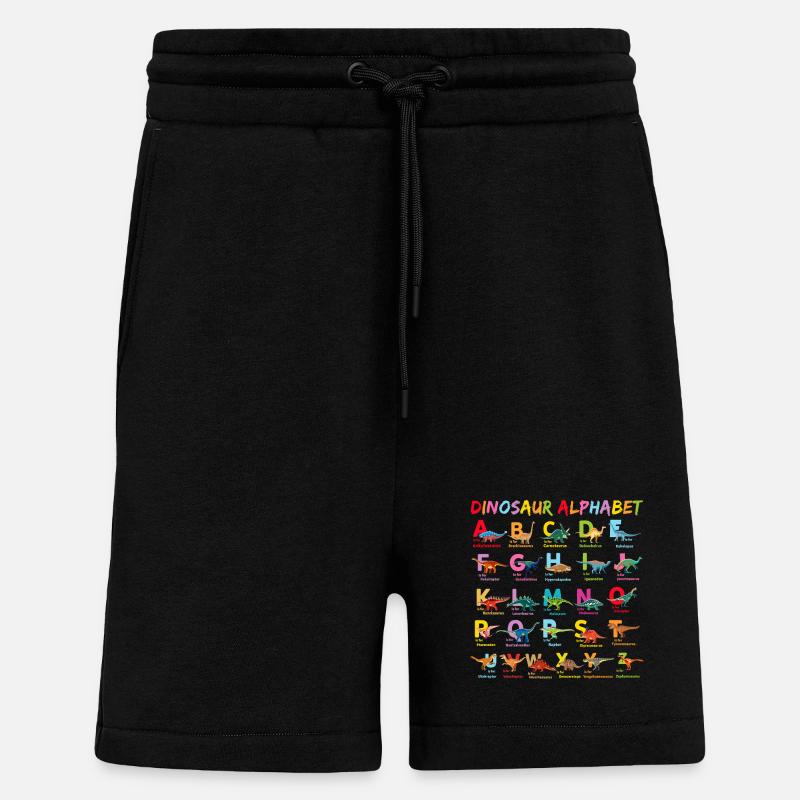 Abécédaire Dinosaure Alphabet Enfant - Short bio décontracté fabriqué en UE - SOLID BLACK