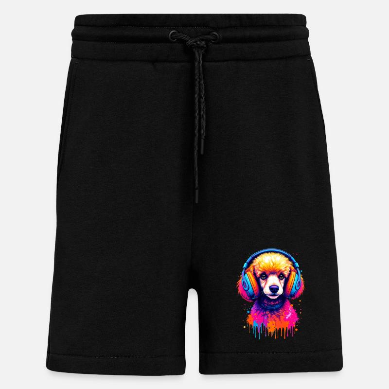 Pudel mit Kopfhörer - Shorts - made by SPREAD - SOLID BLACK