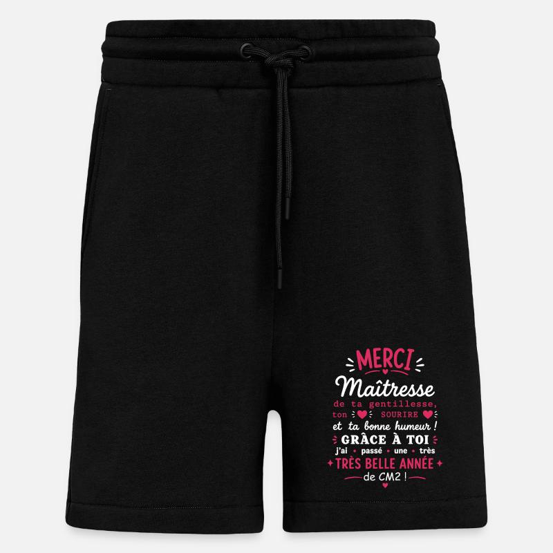 Merci Maîtresse CM2 Année Très Belle - Short bio décontracté fabriqué en UE - SOLID BLACK