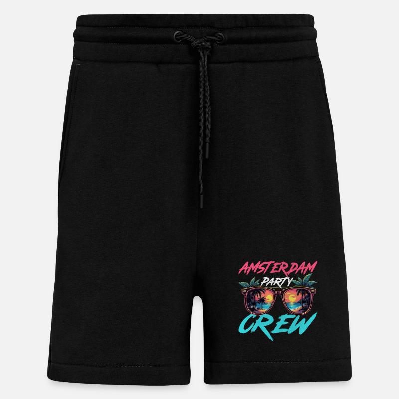 Amsterdam Party Crew - Short bio décontracté fabriqué en UE - SOLID BLACK