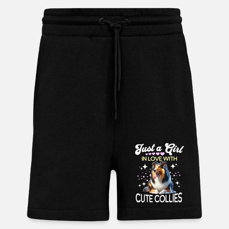 Langhaar Collie Mädchen - Shorts - made by SPREAD - SOLID BLACK