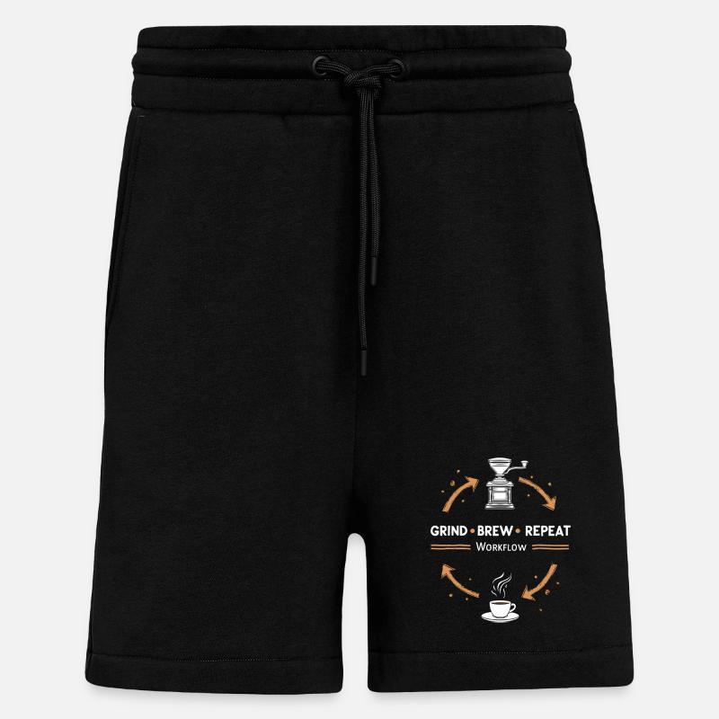 Grind Brew Repeat Espresso Ritual - Shorts - made by SPREAD - SOLID BLACK