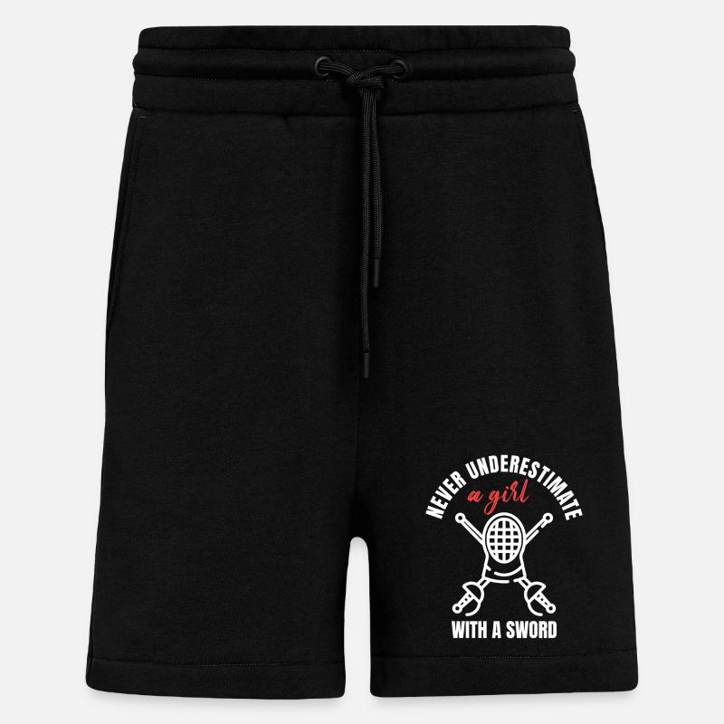 Fille d’Escrime avec Épée - Short bio décontracté fabriqué en UE - SOLID BLACK