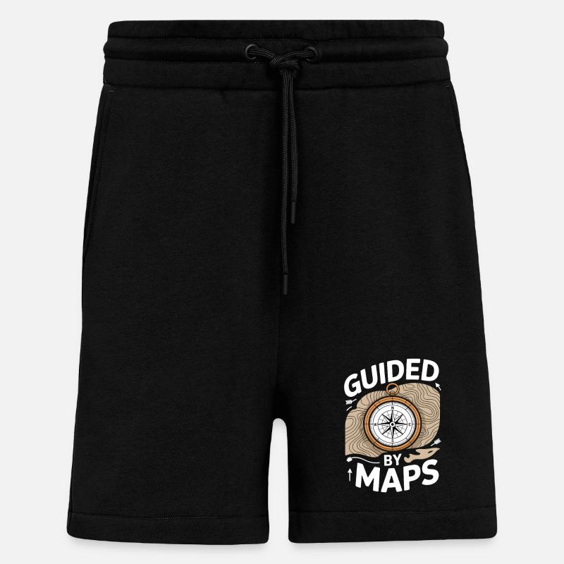 Guided By Maps Topographic Map - Shorts - made by SPREAD - SOLID BLACK