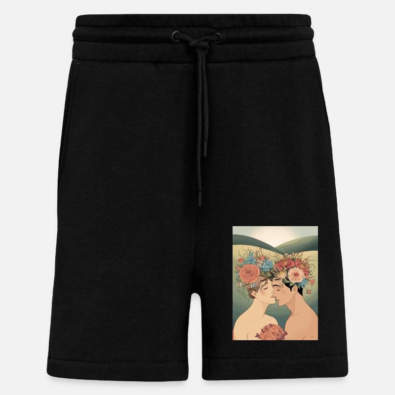 Les amoureux et les fleurs - Short bio décontracté fabriqué en UE - SOLID BLACK
