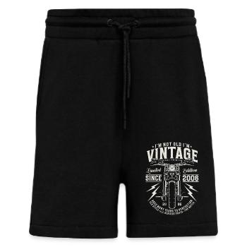 2006 Vintage Anniversaire Vintage Moto - Short bio décontracté fabriqué en UE - SOLID BLACK - Devant