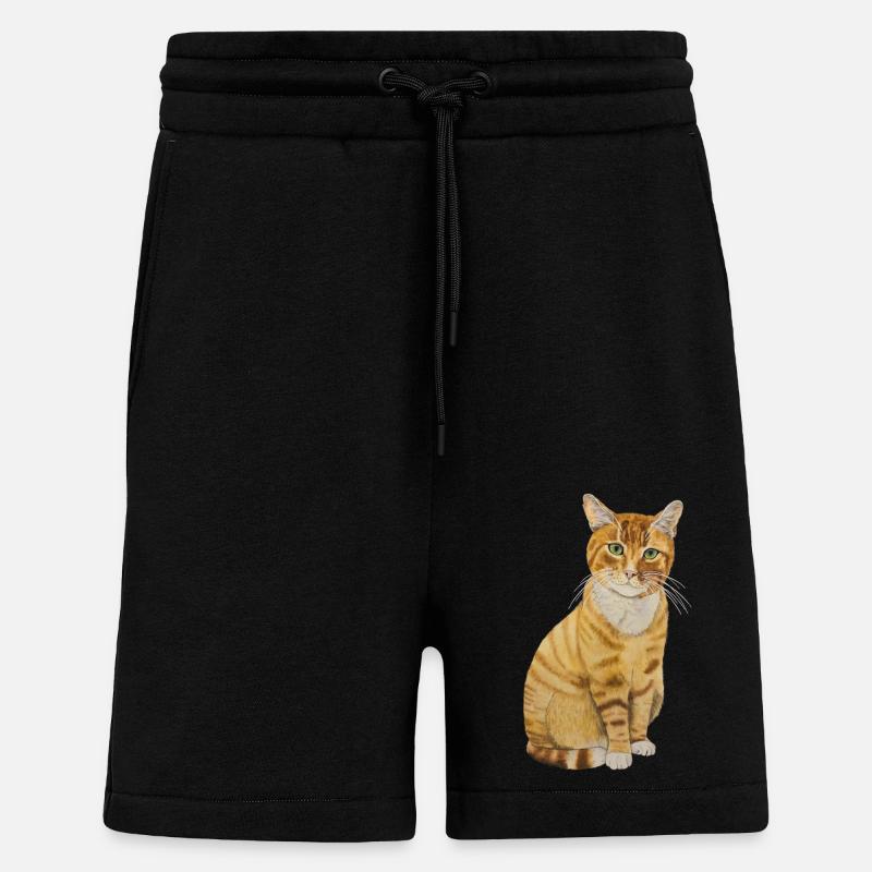 rote Katze sitzend - Shorts - made by SPREAD - SOLID BLACK