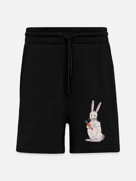 cute rabbit rabbit with carrot - Shorts - made by SPREAD - SOLID BLACK