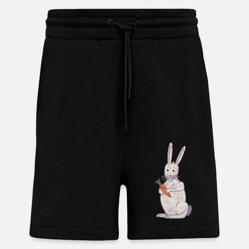cute rabbit rabbit with carrot - Shorts - made by SPREAD - SOLID BLACK