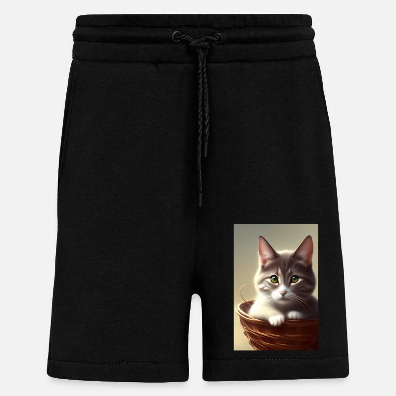 Mignon bébé chat - Short bio décontracté fabriqué en UE - SOLID BLACK