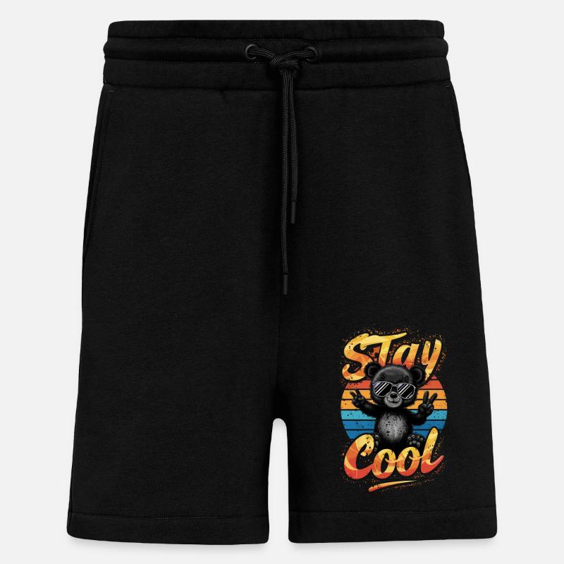 stay cool - ourson rigolo - ours - Short bio décontracté fabriqué en UE - SOLID BLACK