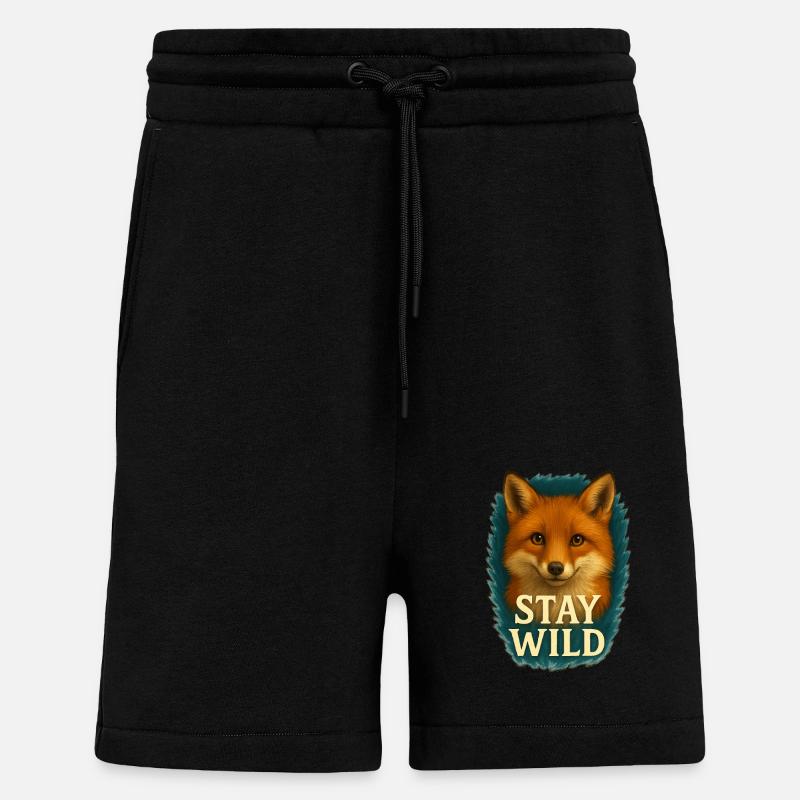 Restez sauvage - Cool Fox - Short bio décontracté fabriqué en UE - SOLID BLACK