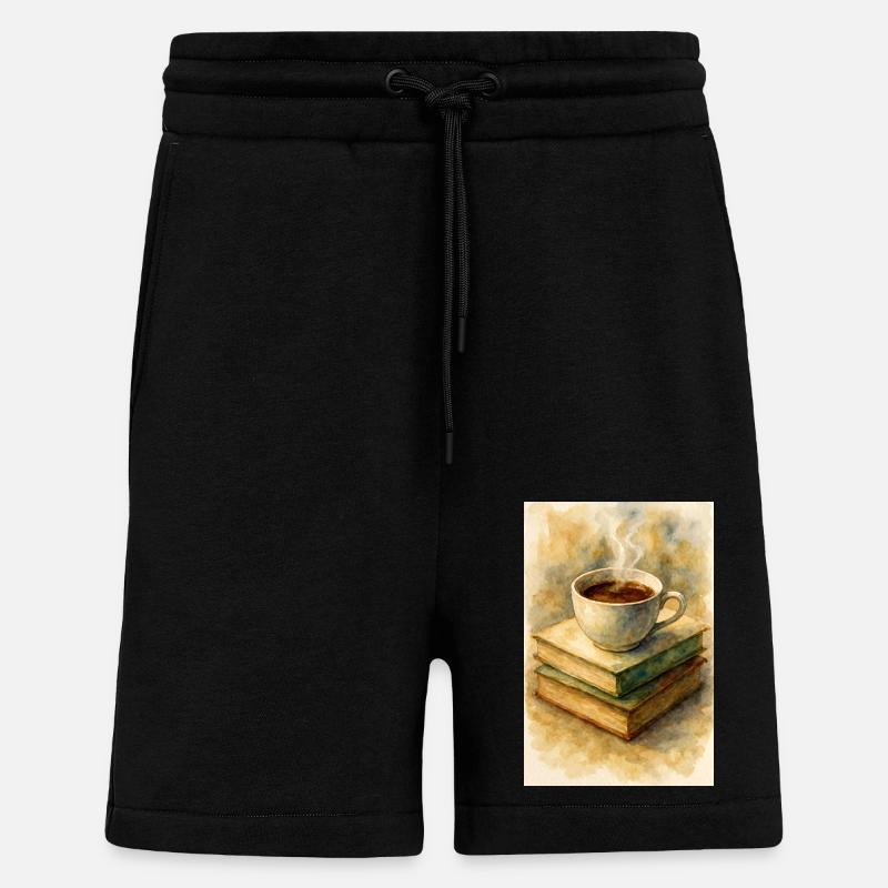 Livre et café - Short bio décontracté fabriqué en UE - SOLID BLACK
