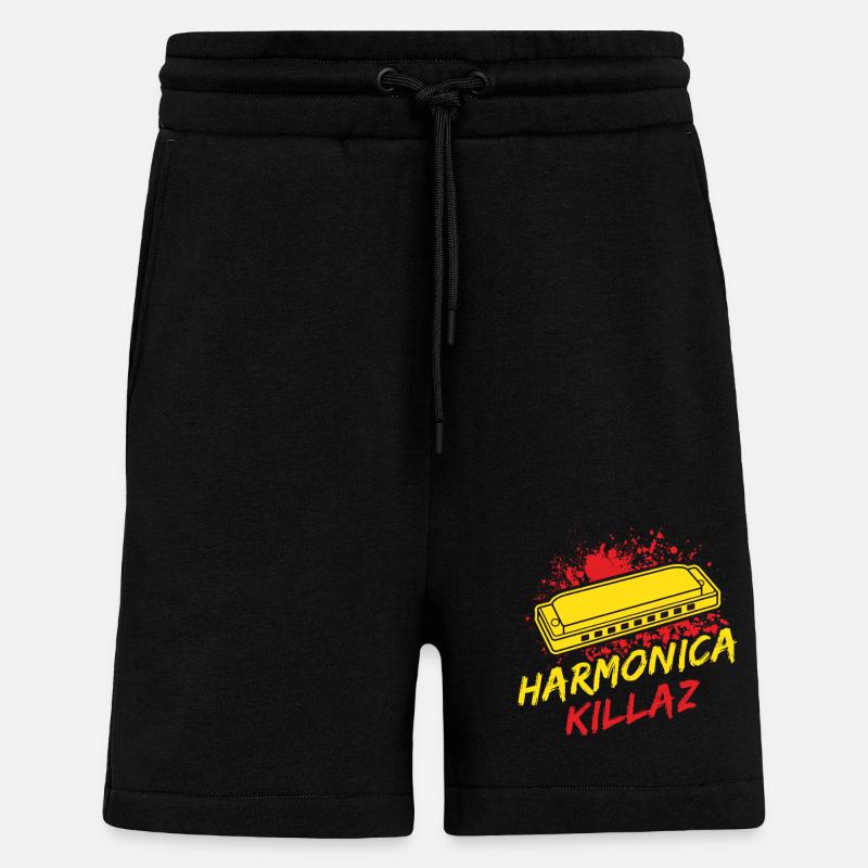 drôle d’harmonica joueur Killaz harmonica - Short bio décontracté fabriqué en UE - SOLID BLACK