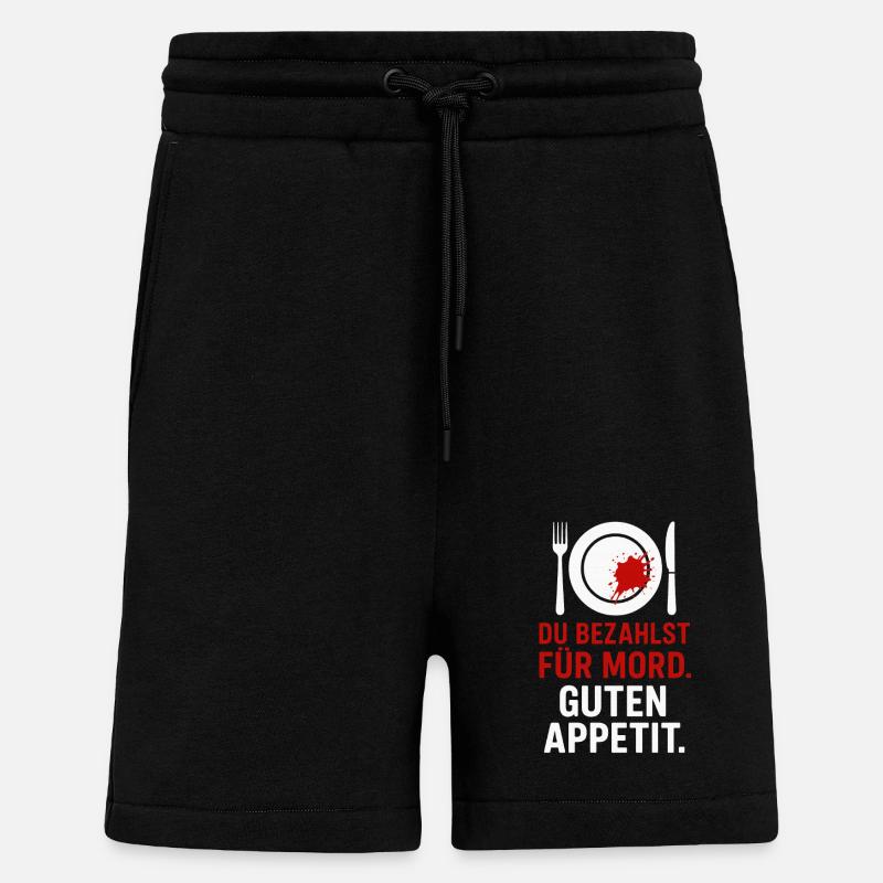 Meurtre dans l’assiette - Short bio décontracté fabriqué en UE - SOLID BLACK