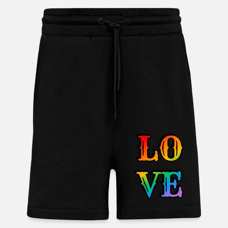 Amour arc-en-ciel rétro - Short bio décontracté fabriqué en UE - SOLID BLACK