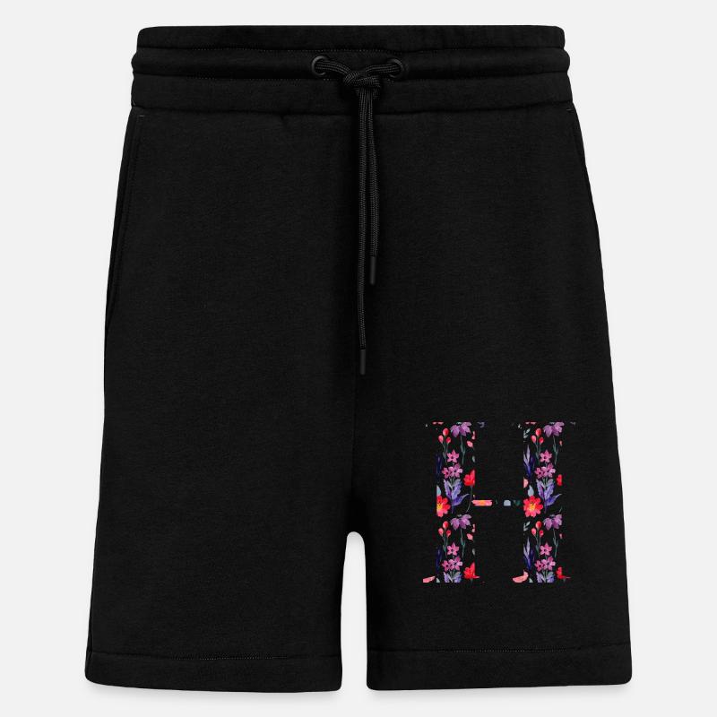 Personalisierter Blumenbuchstabe h - Geschenkidee - Shorts - made by SPREAD - SOLID BLACK