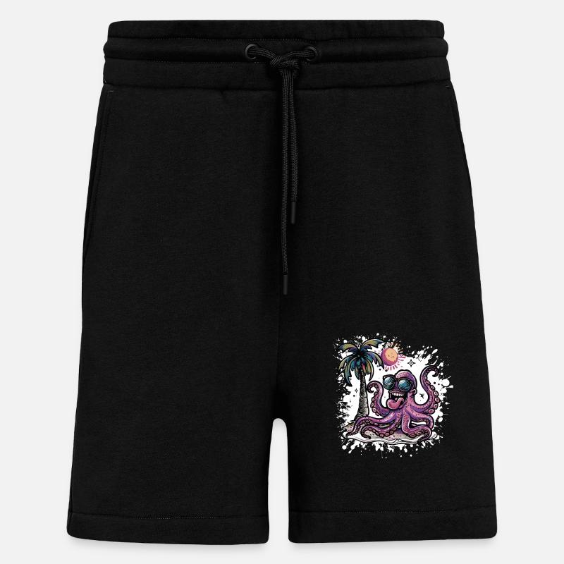 Octopus Vacances d’été - Short bio décontracté fabriqué en UE - SOLID BLACK