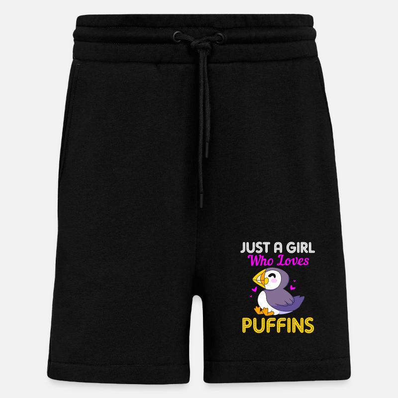 Macareux Papageientaucher - Short bio décontracté fabriqué en UE - SOLID BLACK