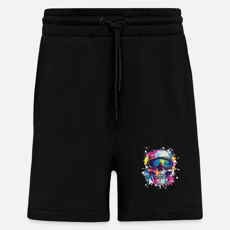 Ski Ski Masques Skull - Short bio décontracté fabriqué en UE - SOLID BLACK