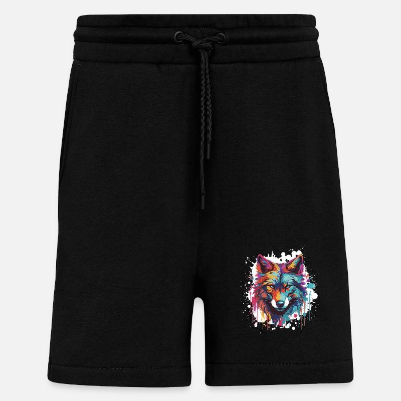 Wolf Tier Pop Art Kopf - Shorts - made by SPREAD - SOLID BLACK