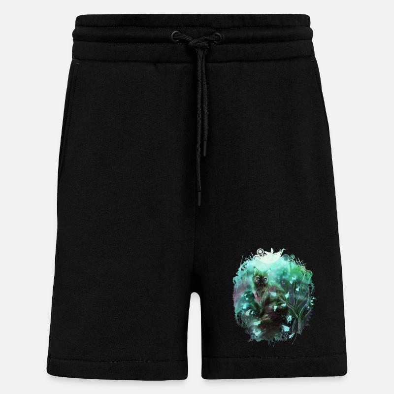 Cat in the magic forest - Shorts - made by SPREAD - SOLID BLACK