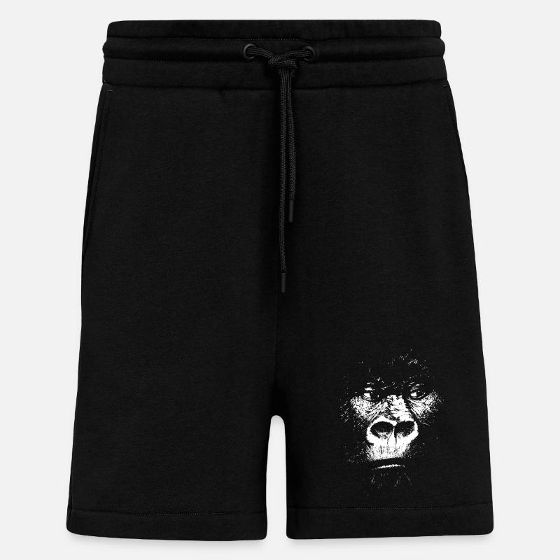 Illustration de singe expressionniste, gorille - Short bio décontracté fabriqué en UE - SOLID BLACK