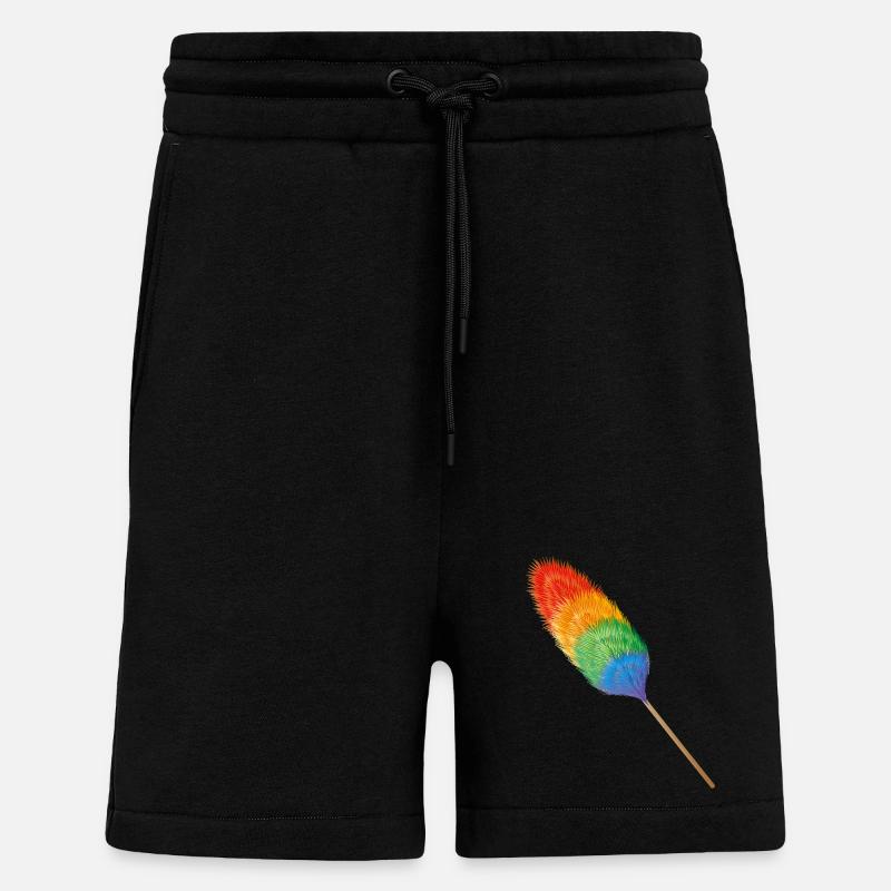 Staubwedel in knallbunten Regenbogenfarben - Shorts - made by SPREAD - SOLID BLACK