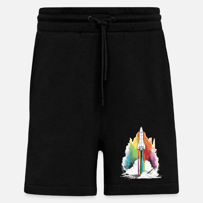 Rainbow Rocket - Shorts - made by SPREAD - SOLID BLACK