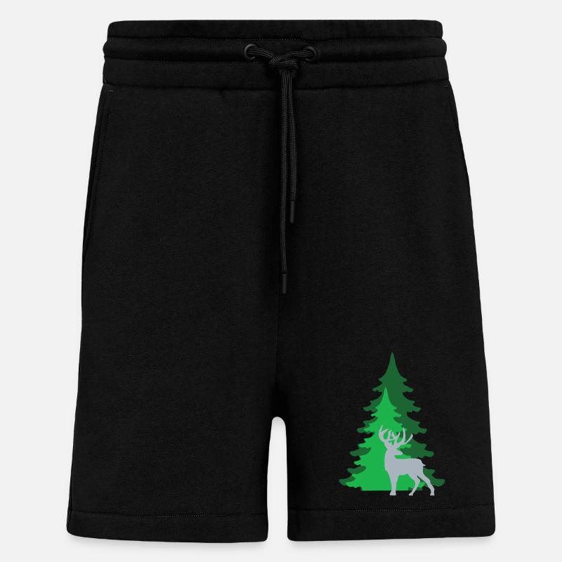 CHEVREUIL DANS LA FORÊT - Short bio décontracté fabriqué en UE - SOLID BLACK