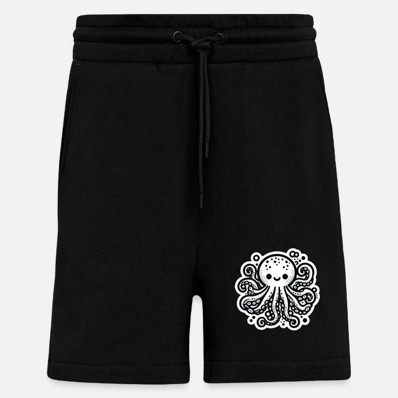 Krake Octopus weiß Sticker - Shorts - made by SPREAD - SOLID BLACK