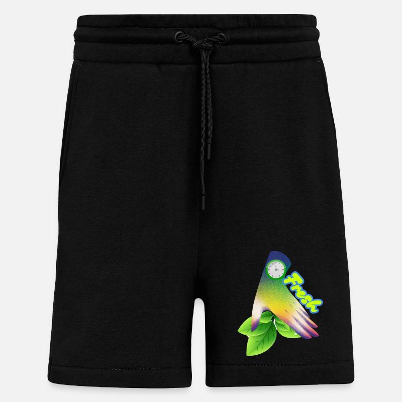 Fresh Gradient Leaf Clock Design - Shorts - made by SPREAD - SOLID BLACK