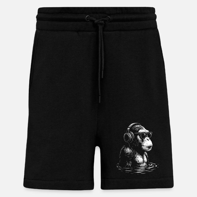 Kopfhörer Affe im Wasser - Shorts - made by SPREAD - SOLID BLACK