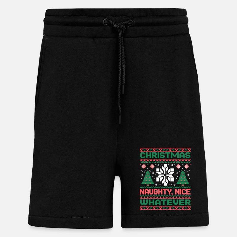Weihnachts Pixel Sweat Naughty Nice Whatever - Shorts - made by SPREAD - SOLID BLACK