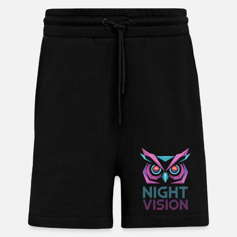 Night Vision Eule Retro Cyberpunk - Shorts - made by SPREAD - SOLID BLACK