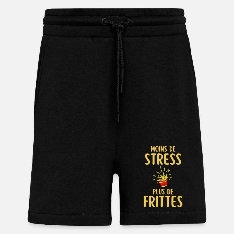 Moins de Stress Plus de Frites - Short bio décontracté fabriqué en UE - SOLID BLACK
