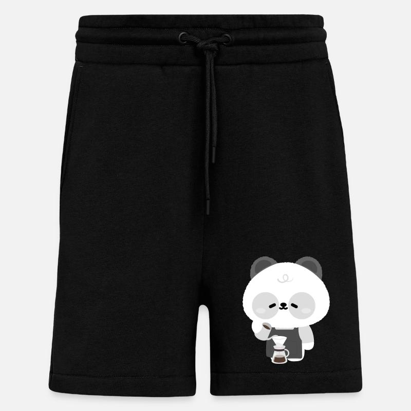 Panda Barista Kaffeebrühe - Shorts - made by SPREAD - SOLID BLACK
