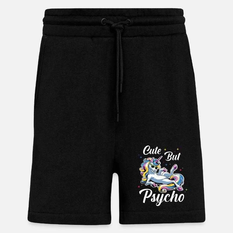 Niedliches Psycho Einhorn - Shorts - made by SPREAD - SOLID BLACK