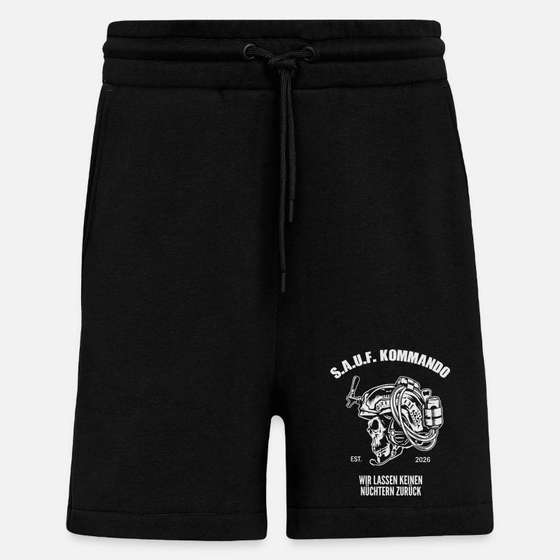 Sauf Kommando | Tactical Beer Skull - Shorts - made by SPREAD - SOLID BLACK