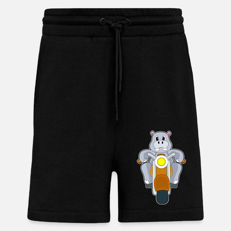 Hippopotamus Motorcycle - Shorts - made by SPREAD - SOLID BLACK