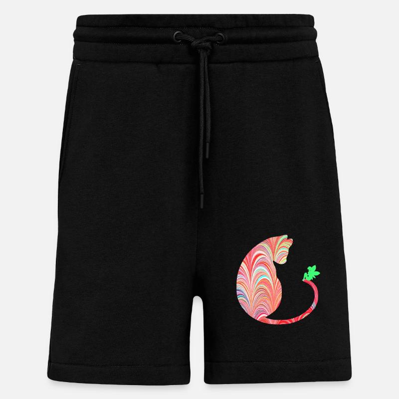 cat with fee e 106 - Shorts - made by SPREAD - SOLID BLACK