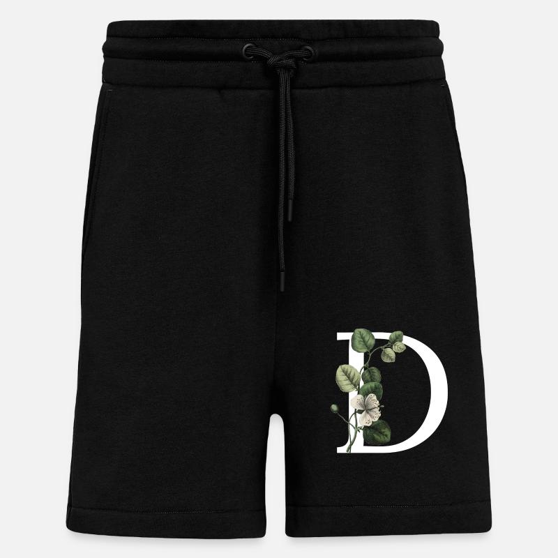 lettre d botanique vert - Short bio décontracté fabriqué en UE - SOLID BLACK