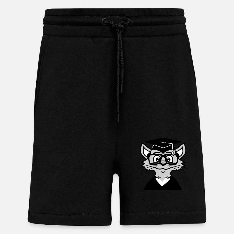 College Graduation Cat Graduation Passed - Shorts - made by SPREAD - SOLID BLACK