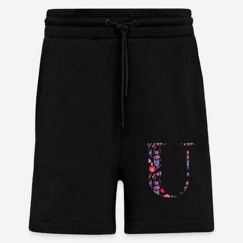 Blumen personalisierter U-Brief - Geschenkidee - Shorts - made by SPREAD - SOLID BLACK