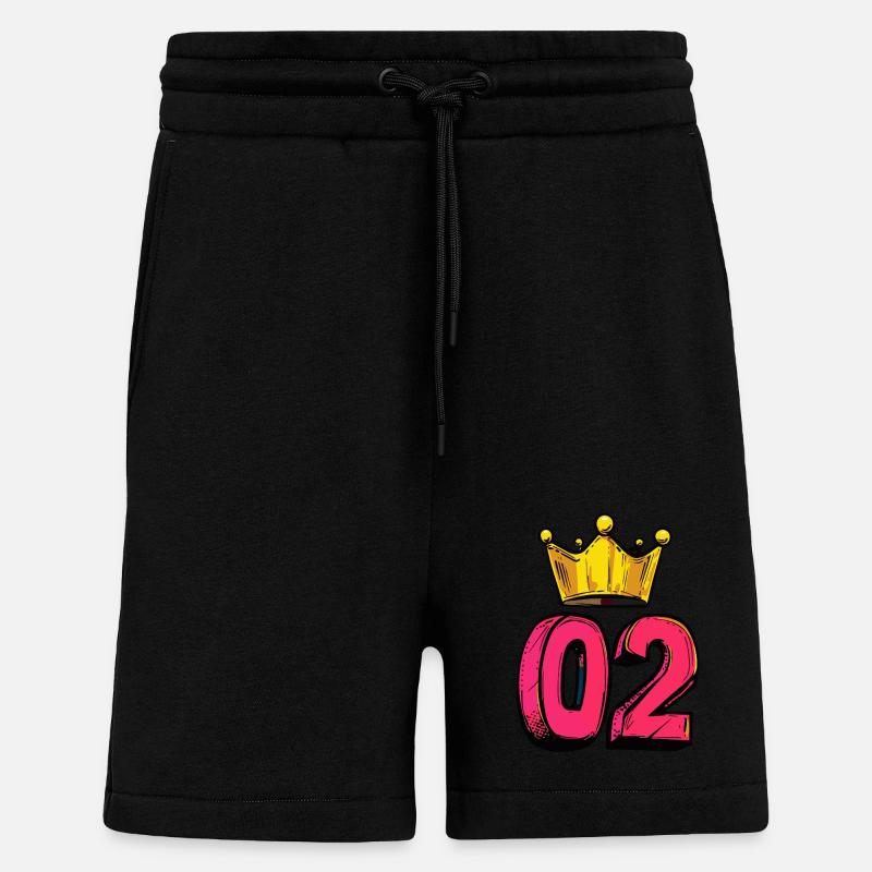 Jersey à 2 chiffres Couronne - Short bio décontracté fabriqué en UE - SOLID BLACK