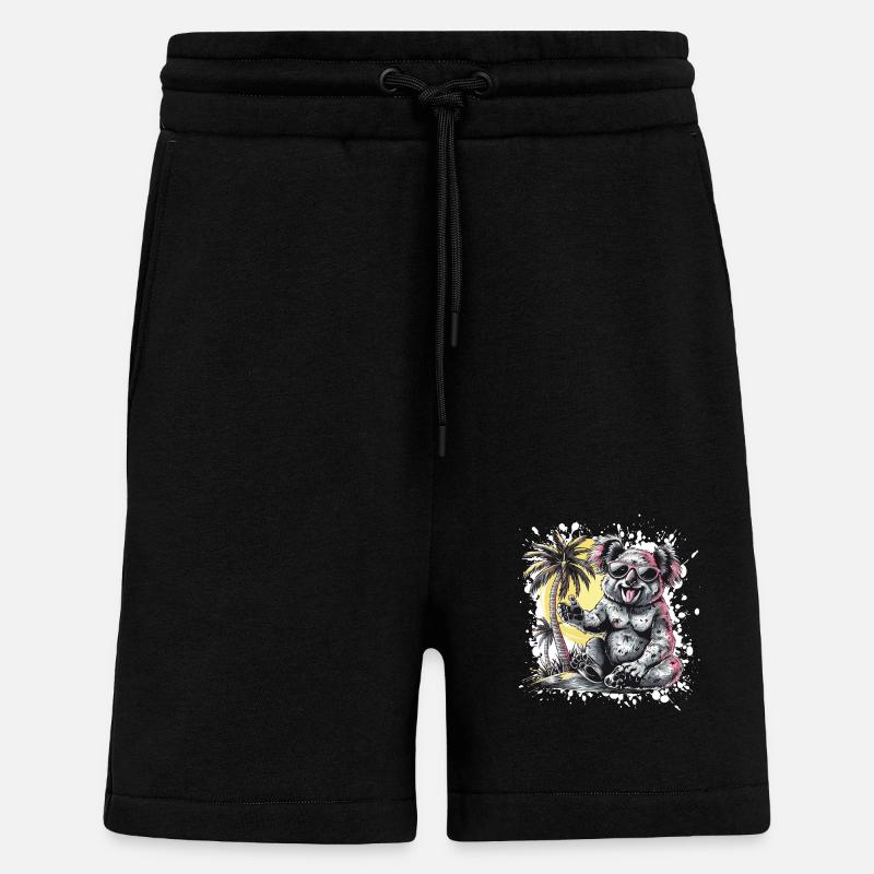 Koala Island Palm Tree - Shorts - made by SPREAD - SOLID BLACK