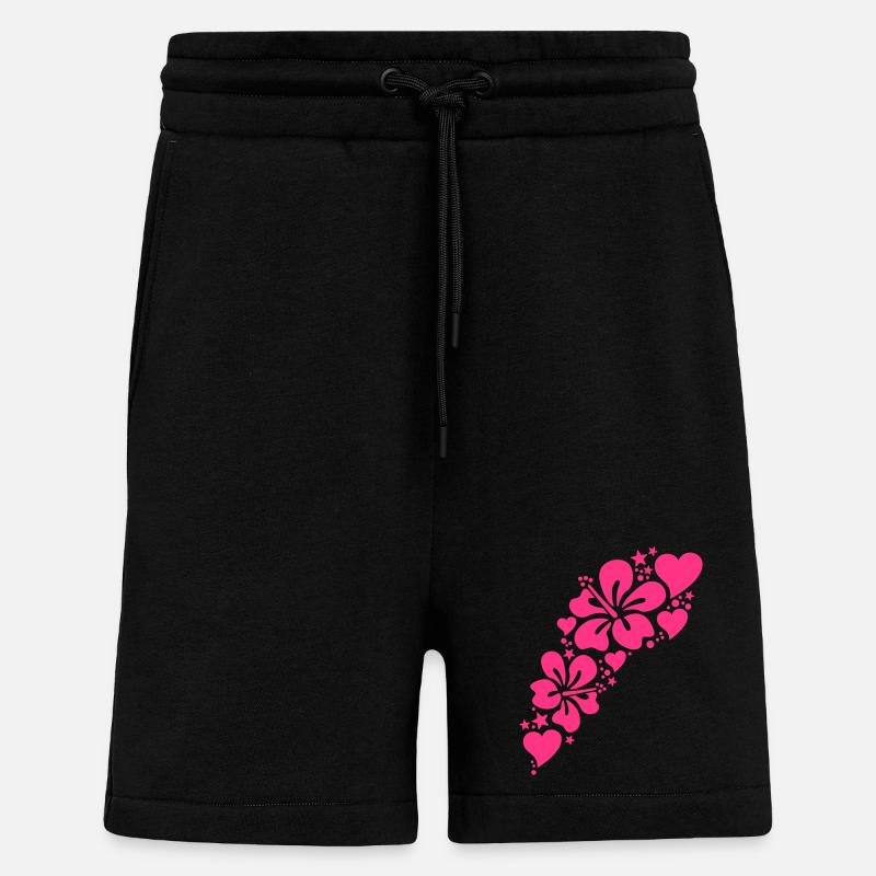 hibiskus herzen blumen muster - Shorts - made by SPREAD - SOLID BLACK
