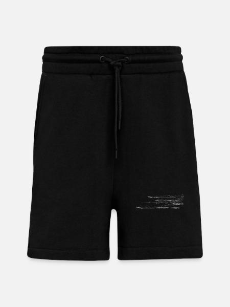Abstract motif - line / white - Shorts - made by SPREAD - SOLID BLACK