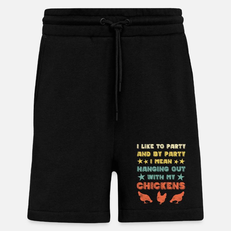 Chicken chickens - Shorts - made by SPREAD - SOLID BLACK