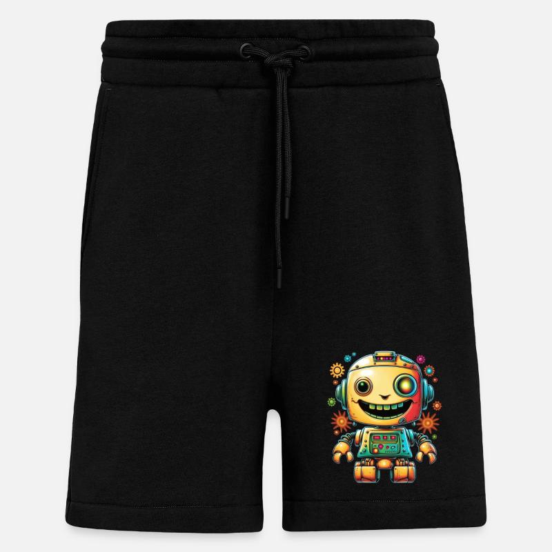 Neon Robot Pop Gear - Short bio décontracté fabriqué en UE - SOLID BLACK